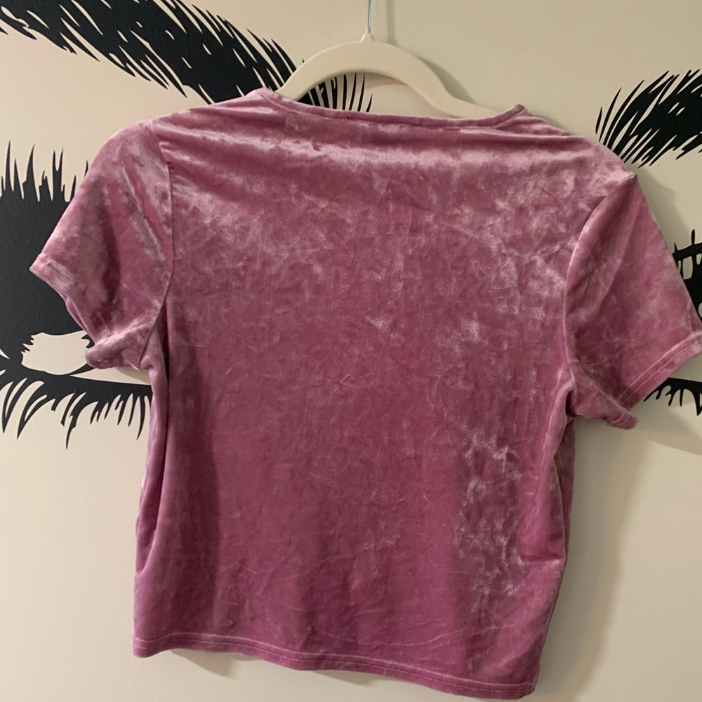 Pink Teddy Bear velvet crop Tee - Picture 3 of 3